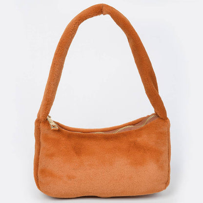 HPC5123 SOLID FAUX FUR SHOULDER BAG: Yellow