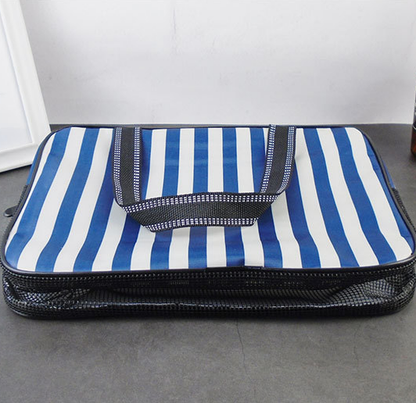 Waterproof Mesh Shower Bag Striped Toiletry Bag: Pink / M