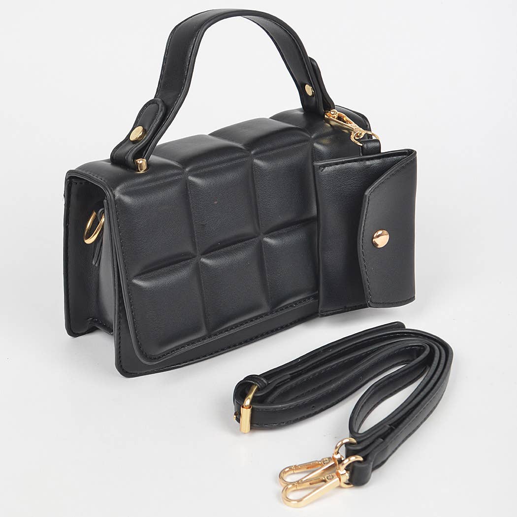 Quilted Top Handle Bag: Teal
