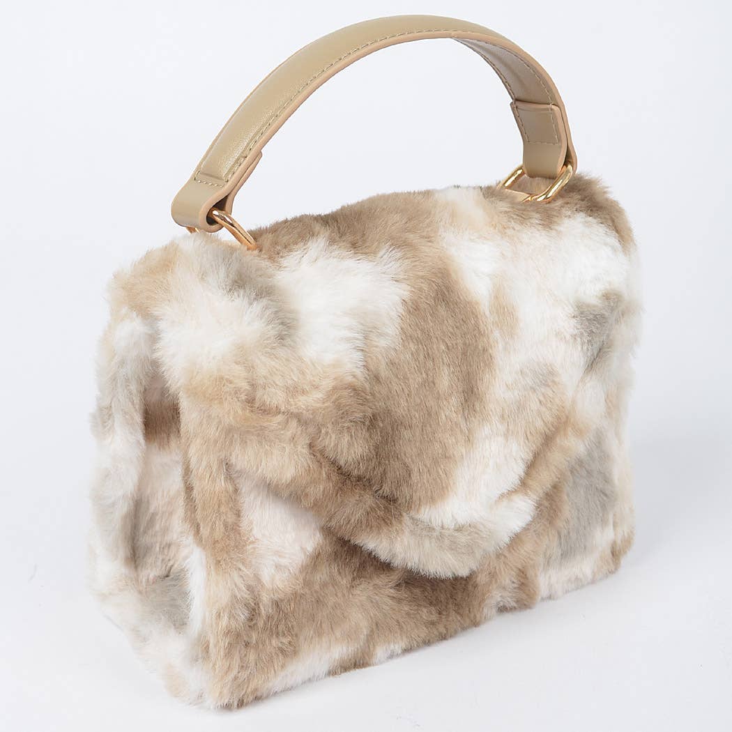 Tie Dye Fur Flap Bag: Blue