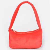 HPC5123 SOLID FAUX FUR SHOULDER BAG: Red
