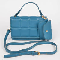 Quilted Top Handle Bag: Teal