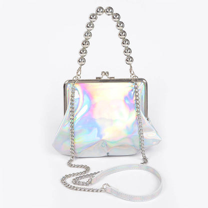 Mirror Metallic Ball Chain Frame Bag: Green