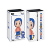 Two views of a Coraline collectible figure mystery box by PIX!, showing the front and side panels with character artwork and a zipper detail on a white background.