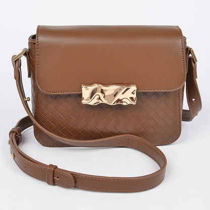 Faux Leather Crossbody Bag: Purple