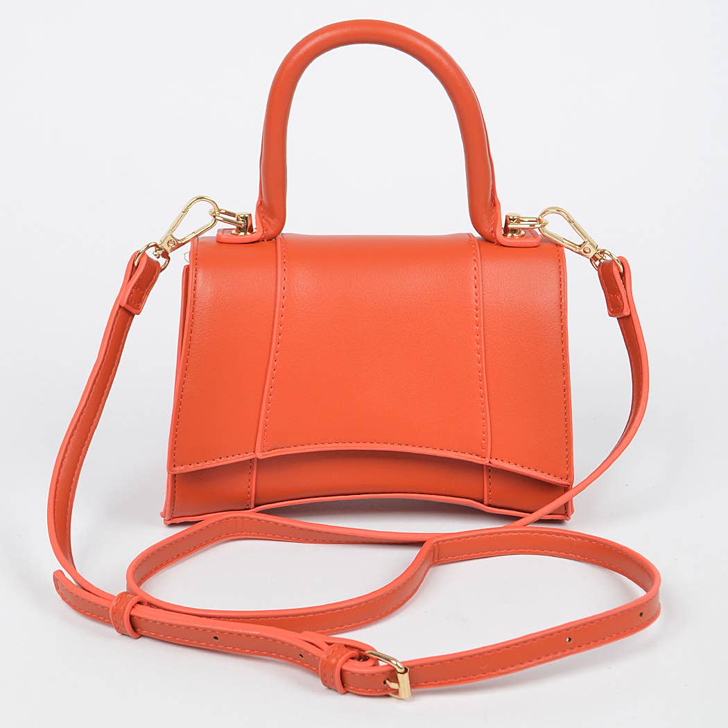 Faux Leather Top Handle Bag: Lavender