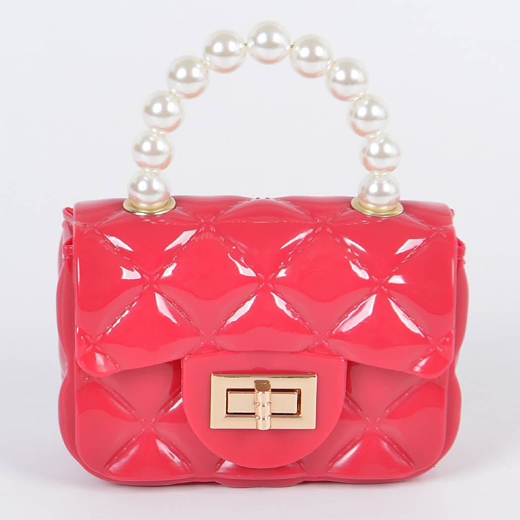 Jelly Shiney Mini Bag W Imitation Pearl Handle: Yellow