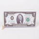 2 Dollar Bill Zip Wallet: Ivory