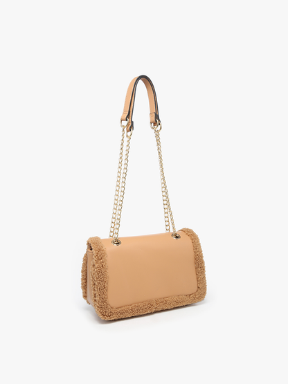 Coco Sherpa Trim Crossbody Bag – Chain Strap | M2356 : Brown