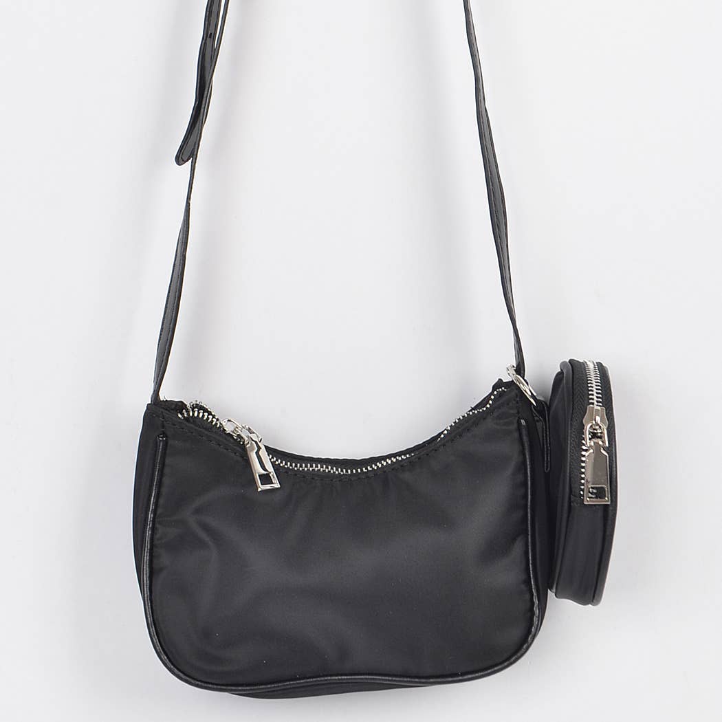 Women's Nylon Zip Crossbody Clutch with Mini Bag: COB