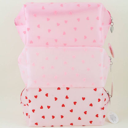 Lovely Heart Print Semi-Clear Cosmetic Make Up Pouch: MT