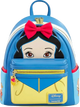 Backpack designed like Snow White from Disney with a red bow and blue outfit.
