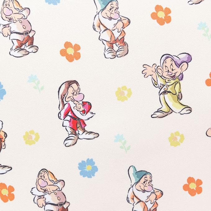 A close-up of a printed fabric or wallpaper pattern featuring cartoon snowman characters and small flowers on a light cream background.