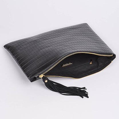Shine Leather Clutch: Grey