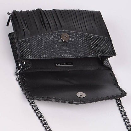 Animal Print Tassel Clutch: Green