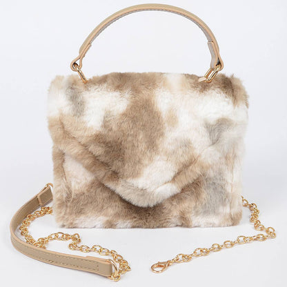Tie Dye Fur Flap Bag: Blue