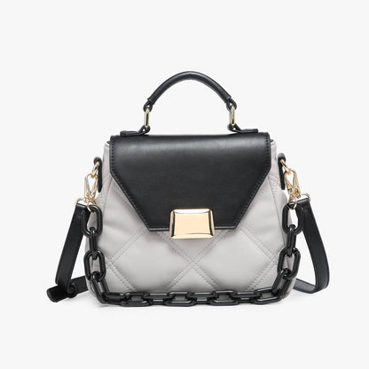 Ollie Quilted Crossbody Bag – Chain Strap | M2405 : Black/Grey