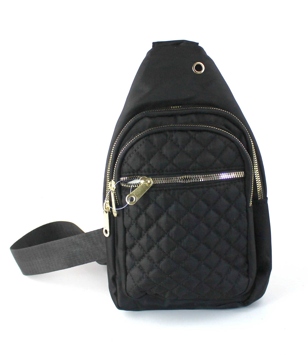 Sleek Quilted Nylon Sling Bag - Multi-Pocket Chest Pack