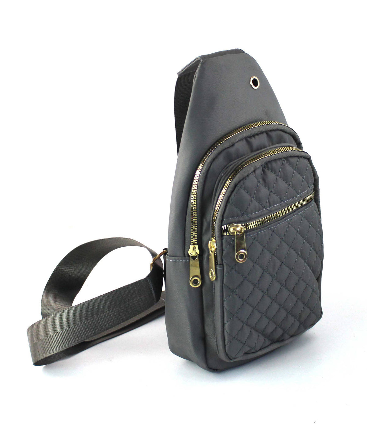 Sleek Quilted Nylon Sling Bag - Multi-Pocket Chest Pack