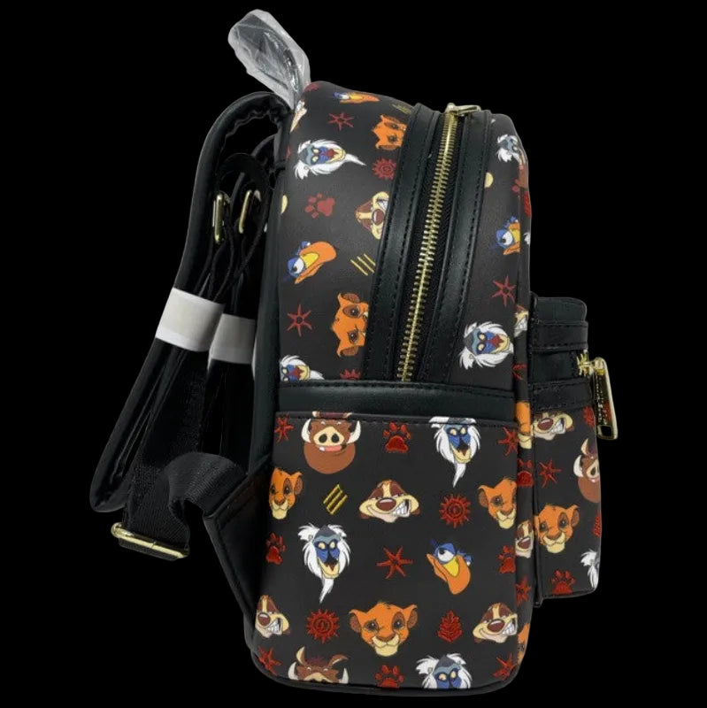 Backpack with cartoon character pattern on a white background