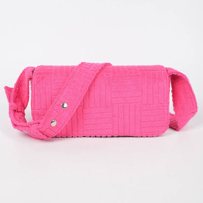 Embossed Micro Suede Shoulder Bag: Blue