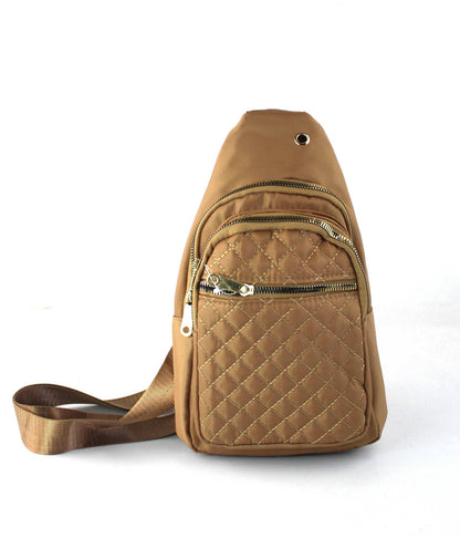Sleek Quilted Nylon Sling Bag - Multi-Pocket Chest Pack