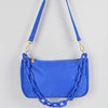 Nylon Shoulder Bag W/Acrylic Chain: Cobalt