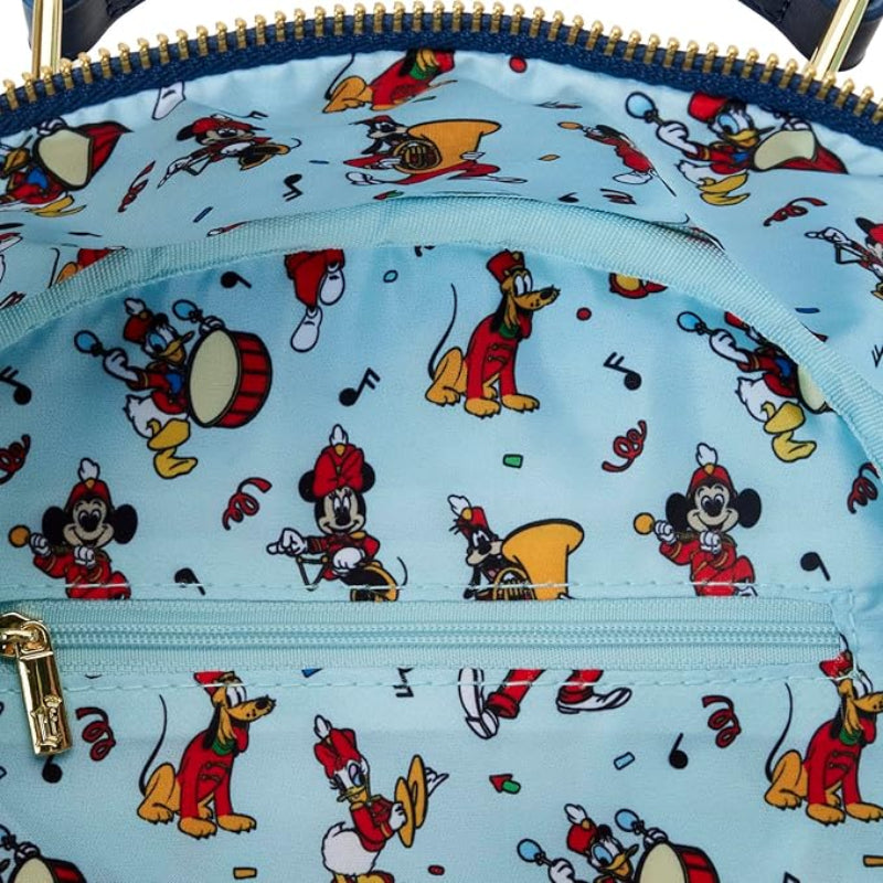 Close-up of a bag with cartoon character pattern on a light blue background