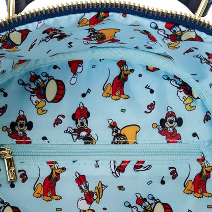 Close-up of a bag with cartoon character pattern on a light blue background