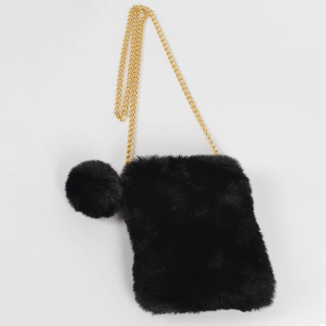 Faux Fur Cellphone Bag: Mustard
