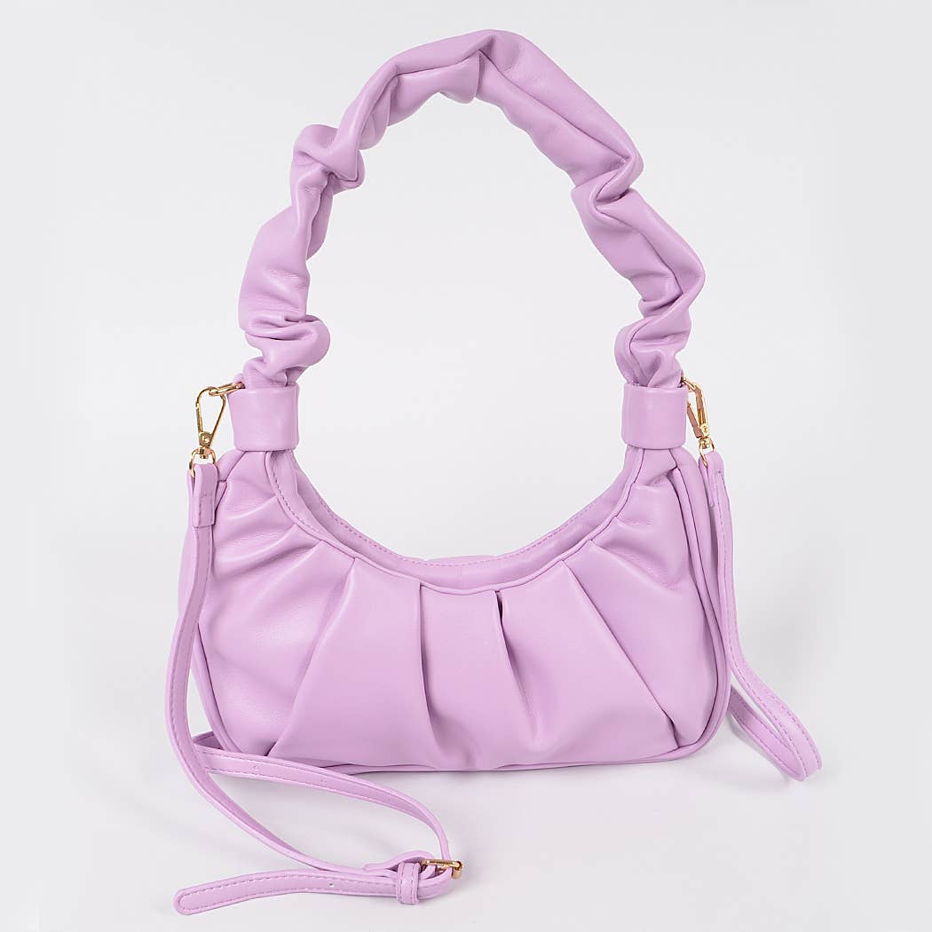 Pleated Simple Shoulder Bag: Pink