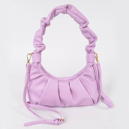 Pleated Simple Shoulder Bag: Pink
