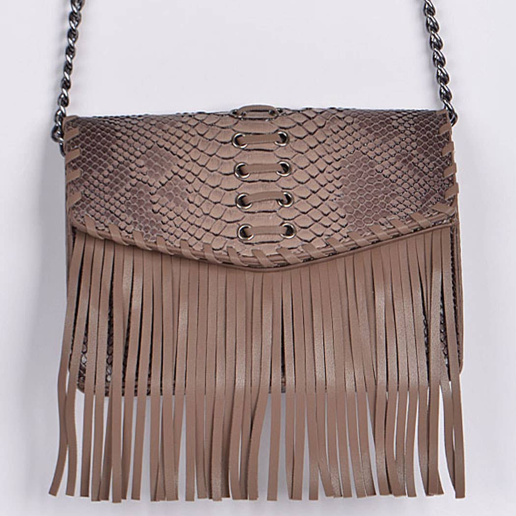 Animal Print Tassel Clutch: Green