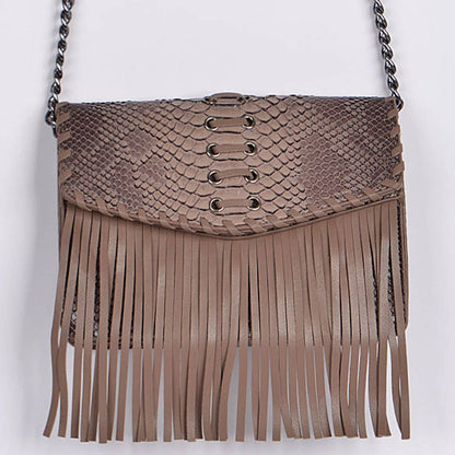 Animal Print Tassel Clutch: Green