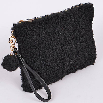 Faux Fur Clutch: Beige