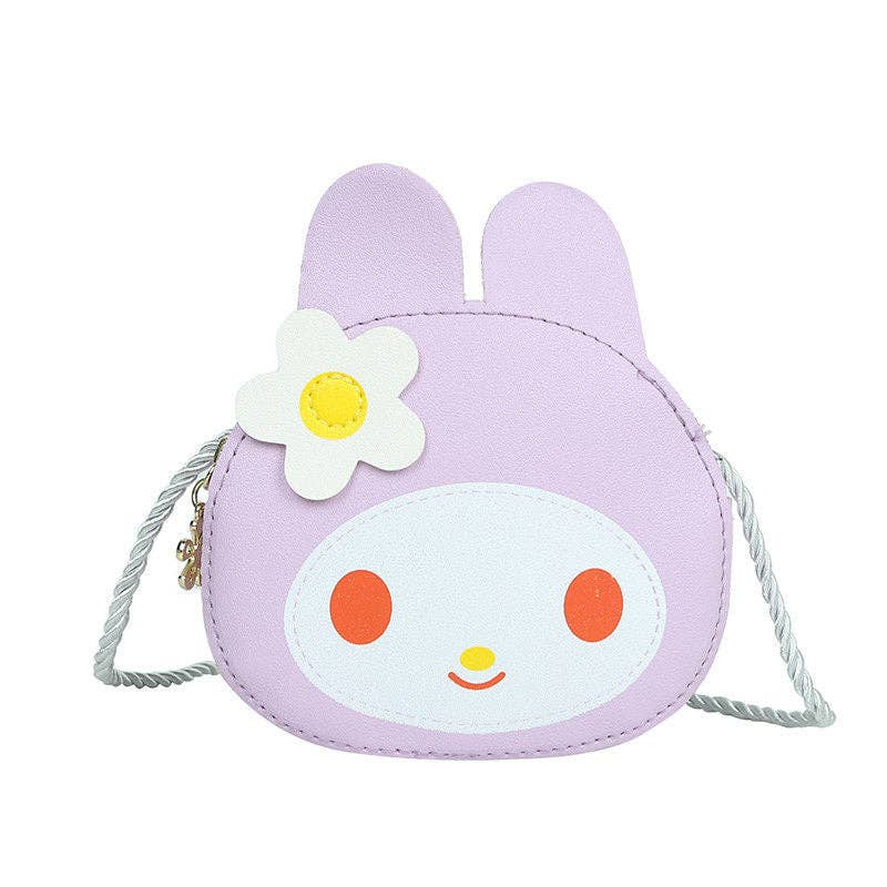 Kids Cartoon Bunny Crossbody Coin Purse: PURPLE