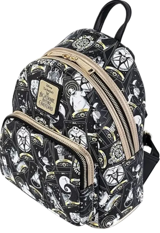 Backpack with black and white pattern on a white background