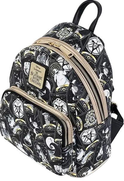 Backpack with black and white pattern on a white background