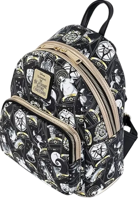 Backpack with black and white pattern on a white background