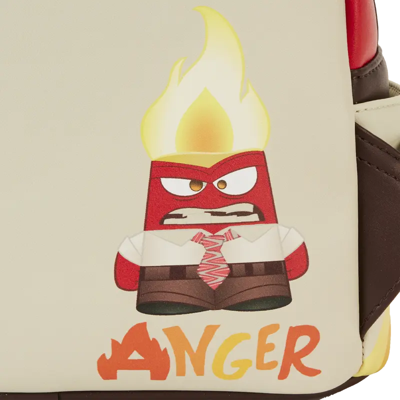 Character design labeled 'ANGER' with a flame on a beige background