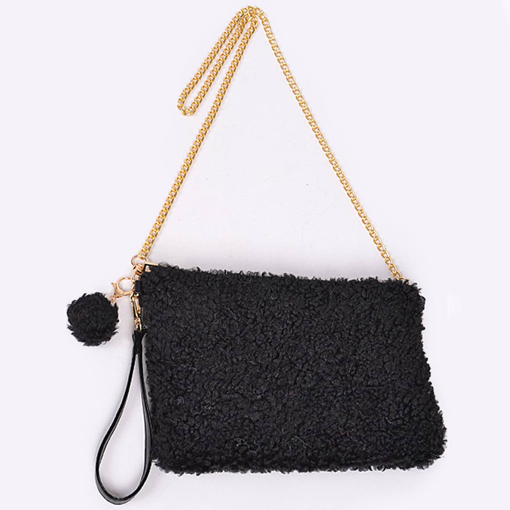 Faux Fur Clutch: Beige
