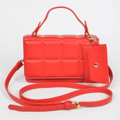 Quilted Top Handle Bag: Teal