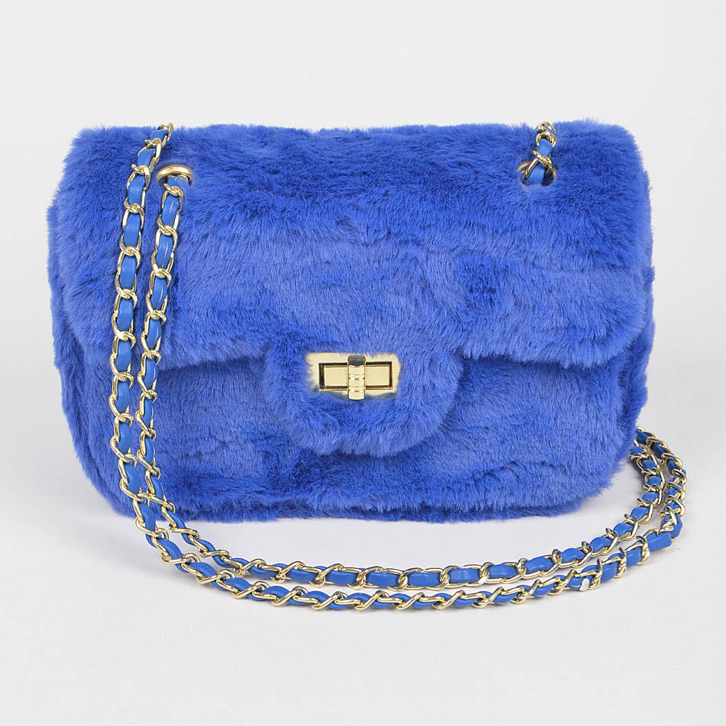Faux Wool Flap Shoulder Bag: Camel