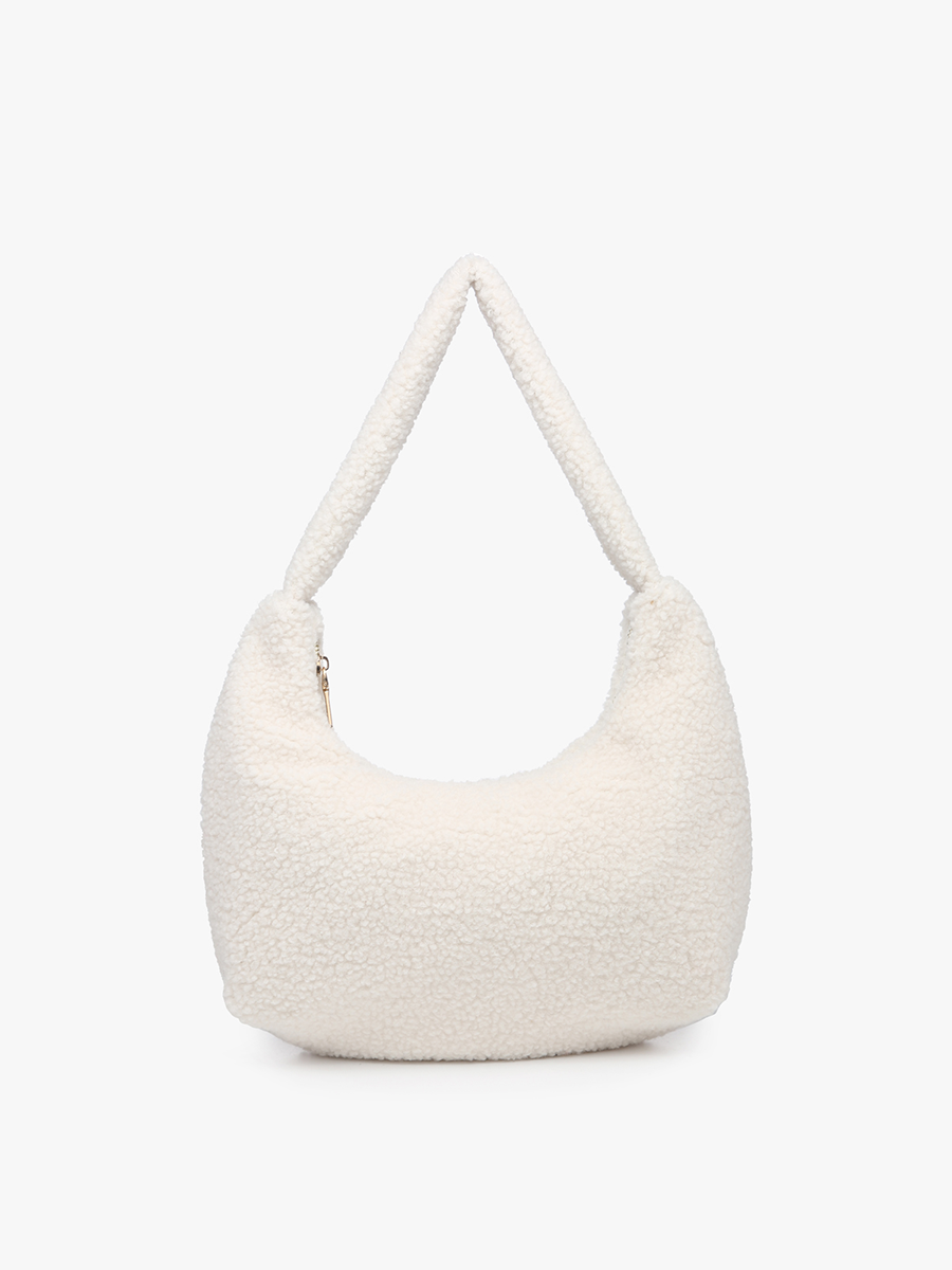 Polly Sherpa Shoulder Bag w/ Top Zip Closure | M2371 : Tan