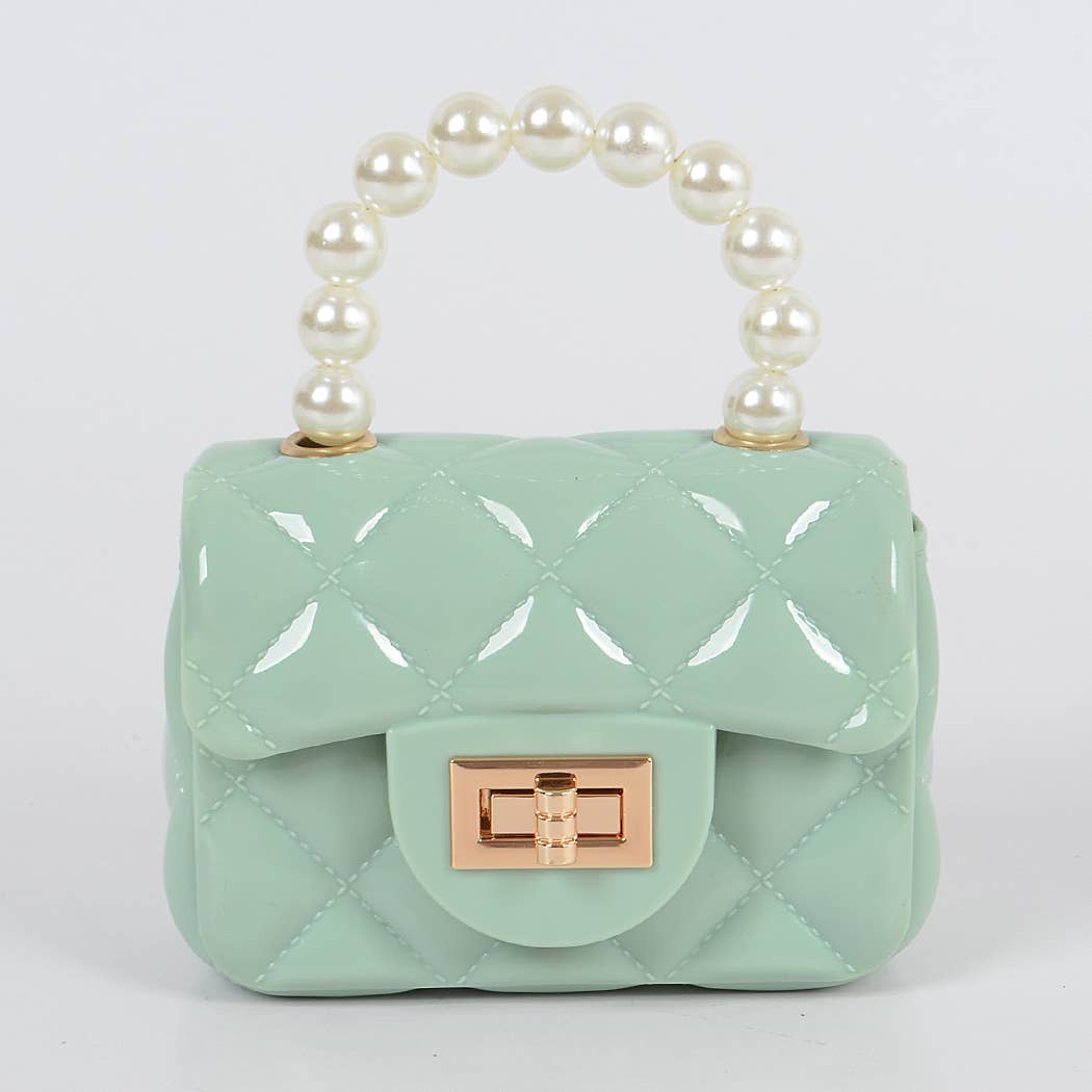 Jelly Shiney Mini Bag W Imitation Pearl Handle: Yellow