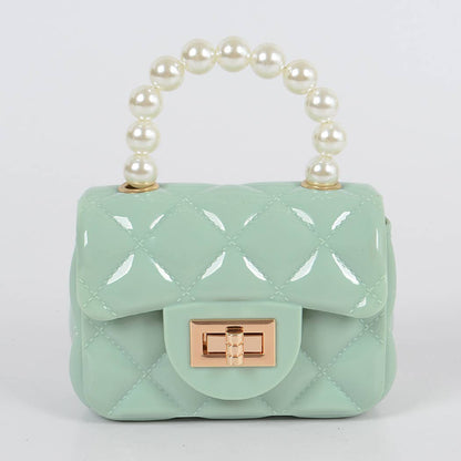 Jelly Shiney Mini Bag W Imitation Pearl Handle: Yellow