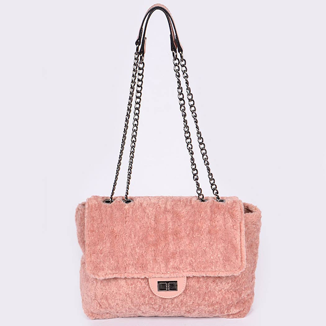 Faux Fur Clutch: Dark Pink