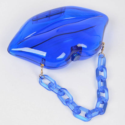 Clear Lip Plastic Bag W/chain: Cobalt