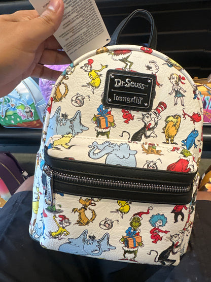 Dr. Seuss Character Print White Mini Backpack