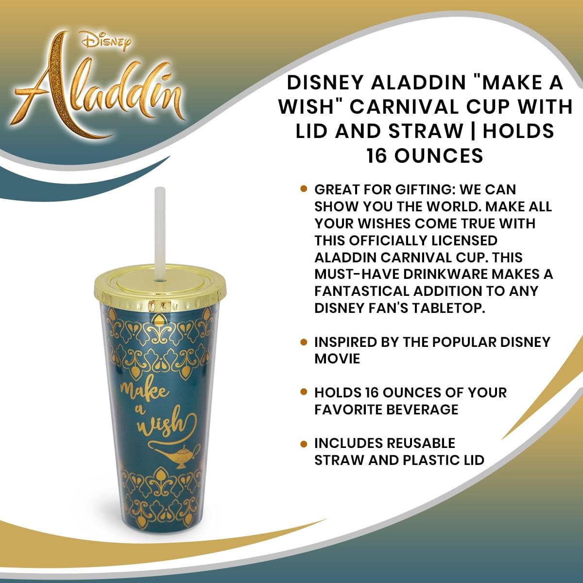 Aladdin Make A Wish 16oz PVC Tumbler